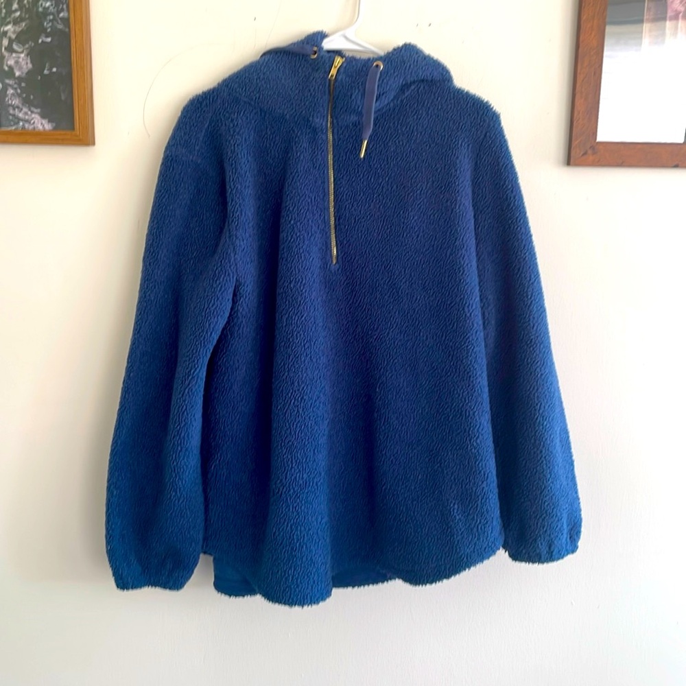 Loft quarter zip berber blue sweatshirt L